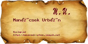 Manácsek Urbán névjegykártya